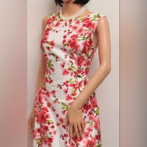 Lauren Ralph Lauren White, Red, and Pink Floral Dress Size 4